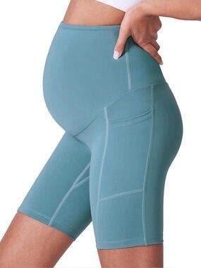 Maternity Bike Shorts with Pockets - Teal, Blush,Black
